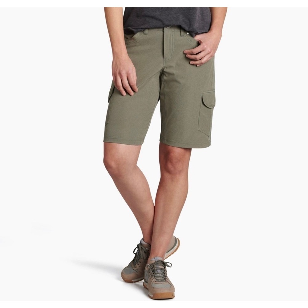 Kuhl Freeflex 10 Cargo Shorts Womens 8 Olive Green Hiking Outdoor 6501
